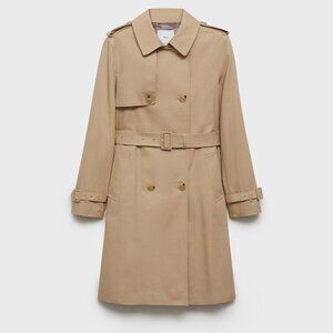 Mango Tan Classic Belted Trench Coat Size XS